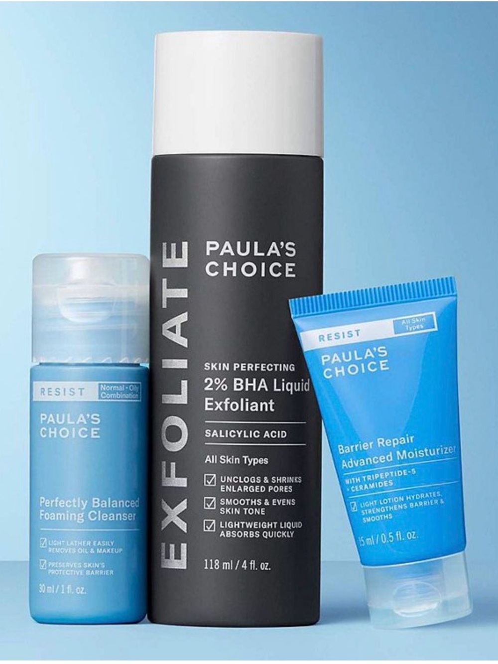 Paula's Choice Black, Blue & Light Blue Skincare Trio
